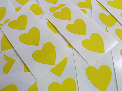28x28mm Gelb Herzförmig Etiketten, 60 Selbstklebende Farbcode Sticker, Klebend Herzen für Handwerk und Deko von Minilabel