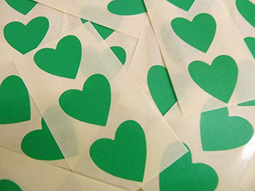 28x28mm Mittelgrün Herzförmig Etiketten, 60 Selbstklebende Farbcode Sticker, Klebend Herzen für Handwerk und Deko von Minilabel