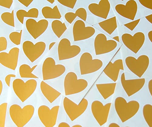 38mm (1.5 ") Herzform Farbcode Sticker - Packungen mit 72 Groß Bunt Herzen Klebeetiketten Zum Basteln, Kartenherstellung & Deko - 33 Farben Verfügbar - matt gold von Minilabel