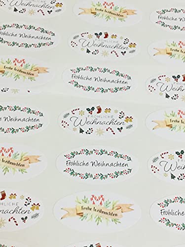 30 Stück Frohe Frohliche Weihnachten Oval Aufkleber Bunte Umschlagsiegeletiketten für Karten Festliche Basteln und Dekoration 30 Stück Frohe Frohliche Weihnachten Oval Aufkleber Bunte Umschlagsiegeletiketten für Karten Festliche Basteln und Dekoration von Minilabel