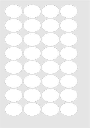 30 x 40 mm, OVAL, 160 Etiketten, weiß Matt, 5 x DIN A4-Bogen, für Laserkopierer von Minilabel