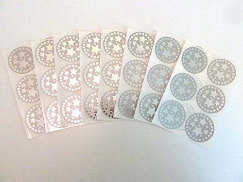 34mm Rund Bedruckt Sterne, Glänzend Silber auf Matt Silber Kunststoff Dekorativ Siegel Etiketten Handwerk Sticker von Minilabel