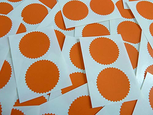 42mm Gezackt, Perlglanz Orange, Waffel Company Siegel Etiketten, Aufkleber Prägung, Awards & Belohnungen von Minilabel