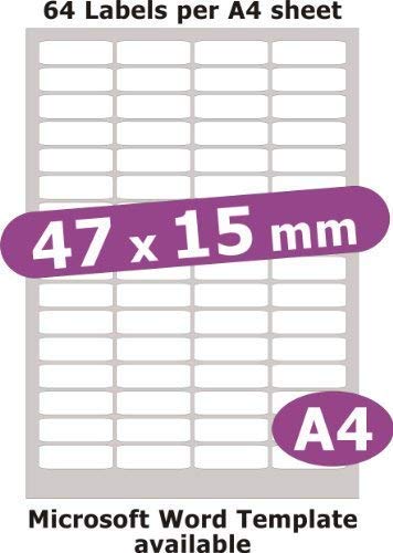 47x15mm, 320 Etikett, matt weiß Papier, 5 A4 Seiten, Laser Kopierer Inkjet Aufkleber von Minilabel