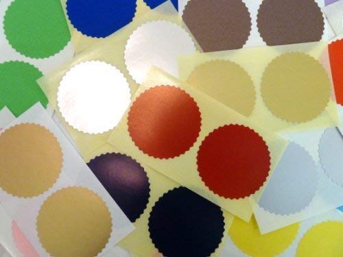 50mm Wellenkanten, vermischt Farben Pack, Zertifikat Waffel Company Siegel-Etiketten, Sticker für Prägung, Auszeichnungen & Belohnungen von Minilabel