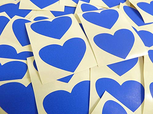 50x37mm Königsblau Herzförmig Etiketten, 40 selbstklebende Farbcode Sticker, Klebend Herzen für Handwerk und Deko von Minilabel