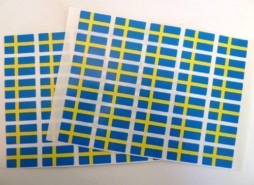 60 Stück, 33 X 20 mm, Selbstklebend, Design "Flagge Schweden, Aufkleber, Selbstklebend, Motiv Flagge von Schweden von Minilabel