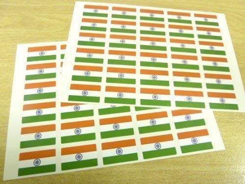 60 Stück, 33 X 20 mm, Selbstklebend, Motiv Flagge Indien, Stick, Indische Flagge Etiketten, Selbstklebend von Minilabel