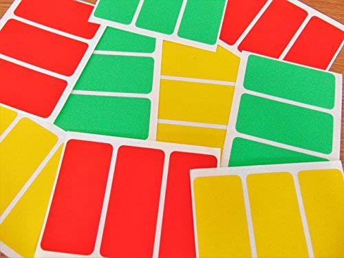 65x30mm (2.6" x 1.2") Rot, Grün und Gelb Rechteckig Selbstklebeetiketten, Farbe Code Rechteck Aufkleber von Minilabel