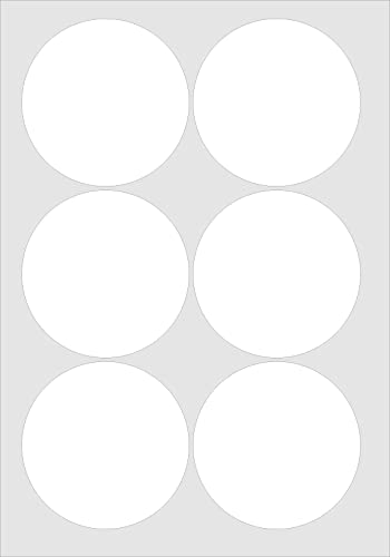 88mm Durchmesser rund, 30 Etikett, abnehmbare niedrige Heften klebend, matt weiß Papier, 5 A4 Seiten, Laser Kopierer Inkjet Aufkleber von Minilabel