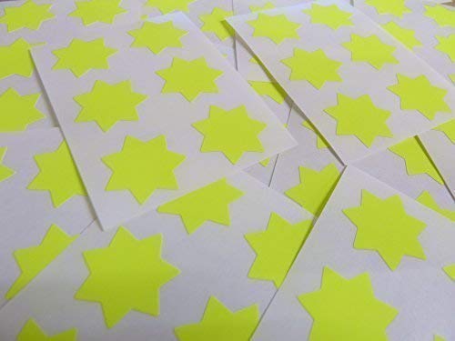25mm (1") Sternform Farbcode Sticker - Packungen mit 90 Groß Bunt Sterne Klebeetiketten - 32 Farben Verfügbar - Fluoreszierend Hellgelb von Minilabel