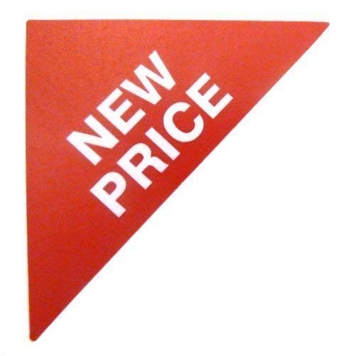 Eigentums Vertrieb Etikett,Text: Neu Preis , rot, groß Dreieck, Immobilien & Letting Vermittler selbstklebende Aufkleber von Minilabel