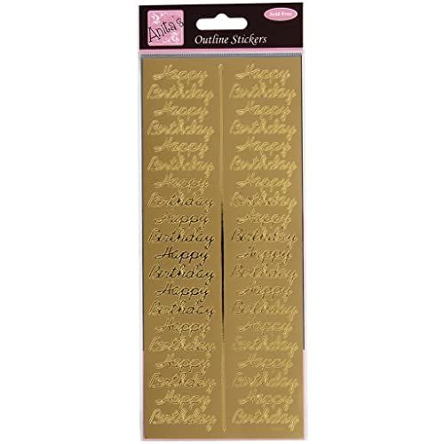 Glänzende Goldfolie Happy Birthday Etiketten und Aufkleber für Bastelkarten und Dekoration von Minilabel