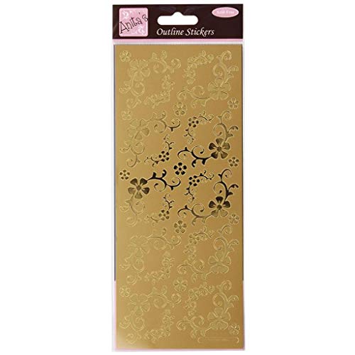 Glänzende goldene dekorative Eck-Etiketten mit Blumenmotiv für Karten, Basteln und Dekoration von Minilabel