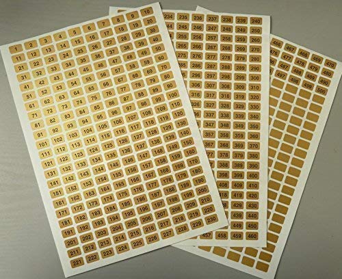 Gold 16 x 10 mm aufeinanderfolgende, laufende Nummer Sequence Etiketten/Aufkleber zur Nummerierung von 1-500 von Minilabel