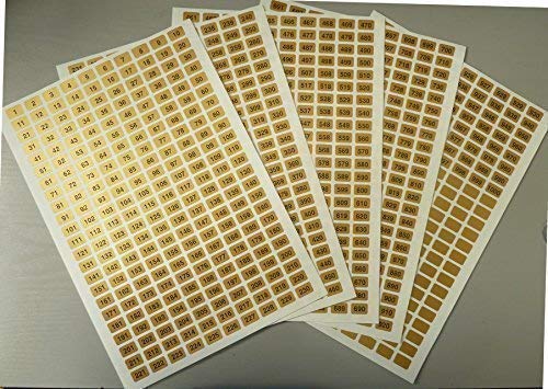 Goldene, quadratische Aufkleber mit den Zahlen 1 – 1000, 16 x 10 mm von Minilabel