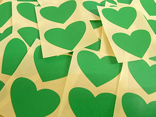 50x37mm Mittelgrün Herzförmig Etiketten, 40 Selbstklebende Farbcode Sticker, Klebend Herzen für Handwerk und Deko von Minilabel