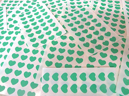 Klein 10x8mm (0.4" X0.8") Herzform Farbcode Sticker - Packungen mit 256 Klein Bunt Herzen Klebeetiketten Zum Basteln, Kartenherstellung & Deko - 32 Farben Verfügbar - Mitte Grün von Minilabel