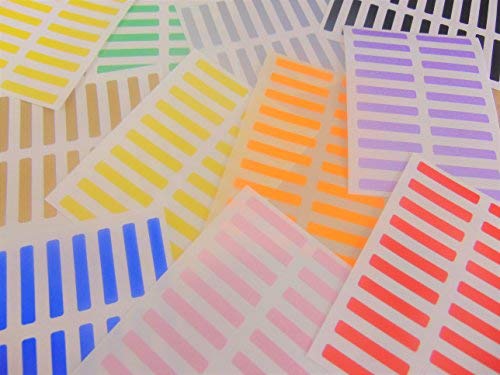 Klein 30x5mm (1.2" x 0.2") Rechteckig Klebend Etiketten, Farbe Code Rechteckig Aufkleber - 10 Gemischte Farben von Minilabel