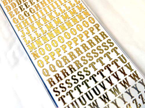 Klein Hell Gold Klebend Selbstklebend Buchstaben, Alphabet A-Z, Etiketten Aufkleber Zum Basteln von Minilabel