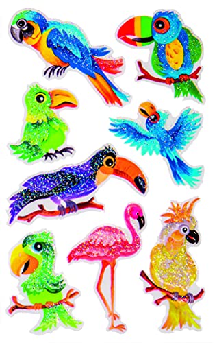 Klein Papagei Und Flamingo Sticker Kinder/Kinder Etiketten für Partytüten, Schrott Bücher, Karte Machen Oder Notebook Dekoration von Minilabel