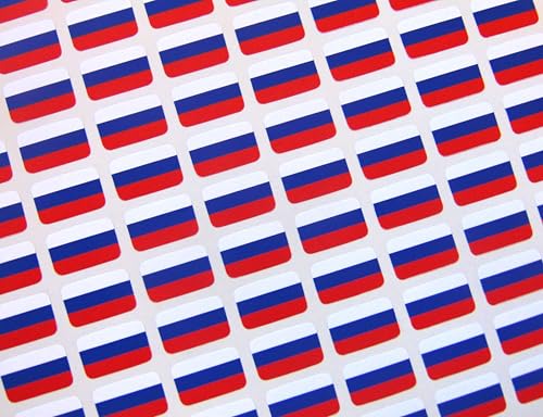 Kleine Mini-Aufkleber, 16 x 10 mm, Motiv: russische Flagge, haltbar, Kunststoff, 110 Stück von Minilabel