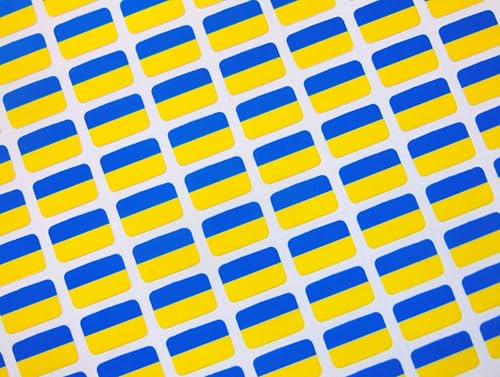 Kleine Mini-Aufkleber, 16 x 10 mm, Ukraine, Ukraine, haltbar, Kunststoff, 110 Stück von Minilabel