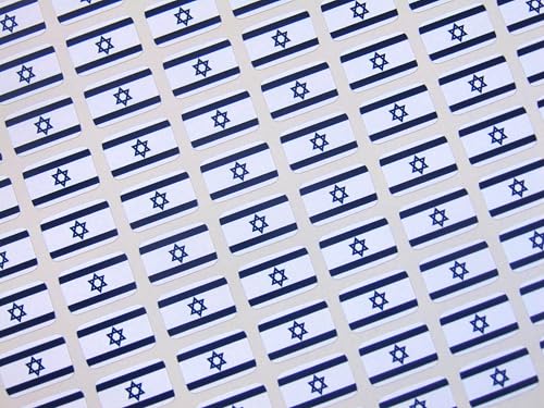 Kleine Mini-Aufkleber, 16 x 10 mm, israelische Flagge, langlebig, Kunststoff, 110 Stück von Minilabel
