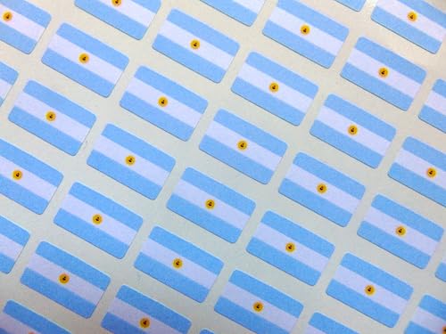 Kleine Mini-Aufkleber, 20 x 12 mm, Argentinien, Argentinien, Landesflagge, Klebeetiketten, 64 Stück von Minilabel