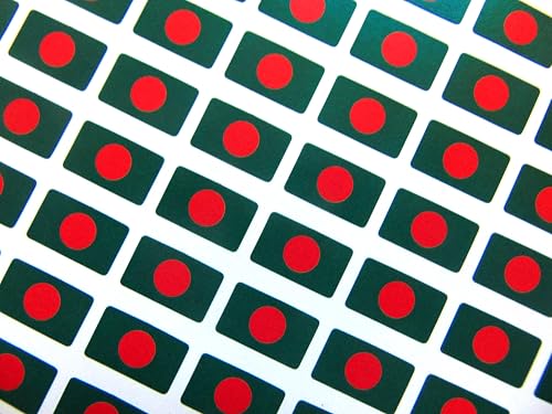 Kleine Mini-Aufkleber, 20 x 12 mm, Bangladesch, Bangladesch, Landesflagge, Aufkleber, Klebeetiketten, 64 Stück von Minilabel