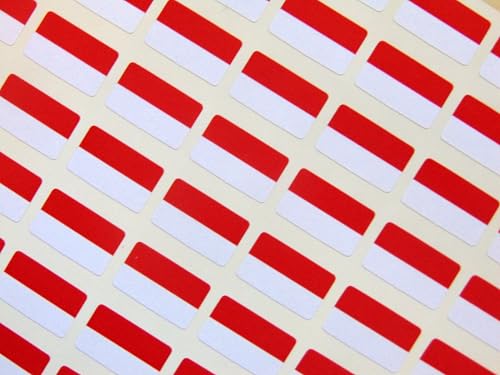 Kleine Mini-Aufkleber, 20 x 12 mm, Indonedien, indonesische Landesflagge, Aufkleber, Klebeetiketten, 64 Stück von Minilabel