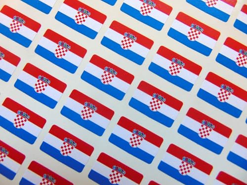 Kleine Mini-Aufkleber, 20 x 12 mm, Kroatien-Flagge, 64 Stück von Minilabel