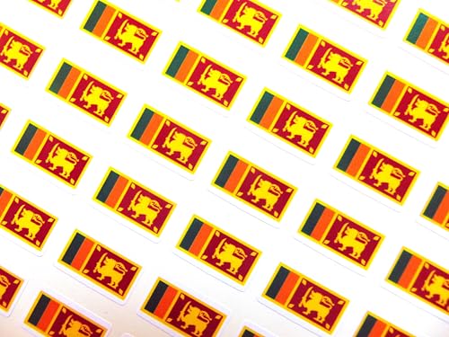 Kleine Mini-Aufkleber, 20 x 12 mm, Sri Lanka, Sri Lanka, Landesflagge, Aufkleber, Klebeetiketten, 64 Stück von Minilabel