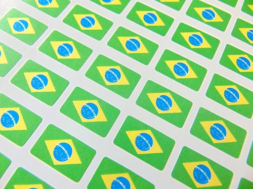Kleine Mini-Aufkleber, 20 x 12 mm, brasilianische Flagge, 64 Stück Kleine Mini-Aufkleber, 20 x 12 mm, brasilianische Flagge, 64 Stück von Minilabel