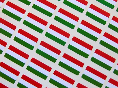 Kleine Mini-Aufkleber, 20 x 12 mm, ungarische Flagge, Aufkleber, Klebeetiketten, 64 Stück von Minilabel