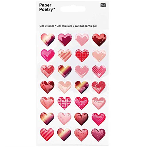 Mehrfarbig Pink, Rot 3D Gel Herz Etiketten, Sticker für Handwerk und Dekoration, Klebend Herzen von Minilabel