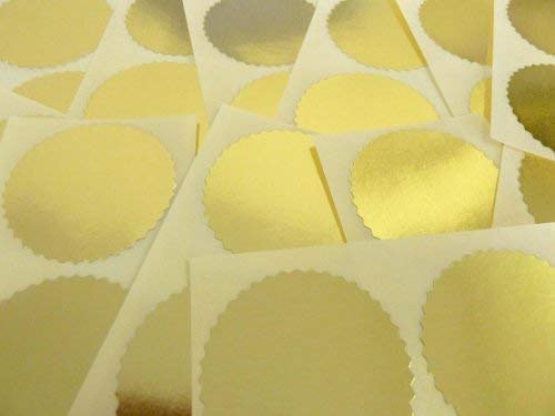 Mini-Aufkleber, 50 mm gewellt, glänzend, gold, ideal zum Versiegeln, Aufkleber zum Prägen von Minilabel