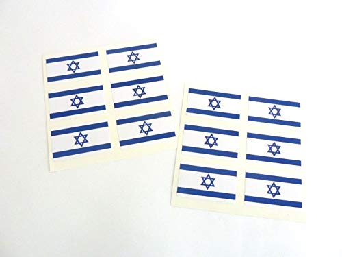 Mini Aufkleber-Pack, 33x20mm Rechteck, selbstklebend Israel Etiketten , Israelische Flagge Sticker von Minilabel