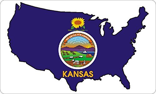 Mini Aufkleber-Pack , 33x20mm Rechteck , selbstklebend Kansas Flagge Etiketten , USA US Staat Sticker von Minilabel