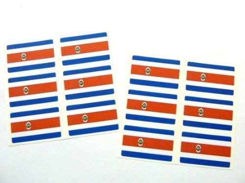 Mini Aufkleber Set, 33x20mm Rechteckig Selbstklebend Costa Rica Etiketten Costa Rica Flagge Aufkleber von Minilabel