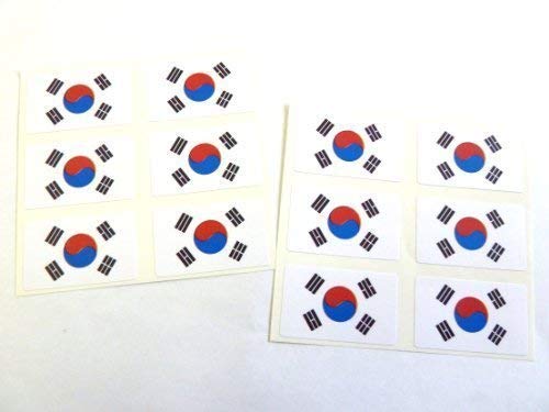 Minilabel Mini-Aufkleber-Set, 33 x 20 mm, rechteckig, selbstklebende südkoreanische Flaggen-Aufkleber von Minilabel