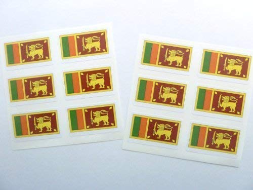 Mini Aufkleber Set, 33x20mm Rechteckig Selbstklebend Sri Lanka Etiketten Sri Lanka Flagge Aufkleber von Minilabel