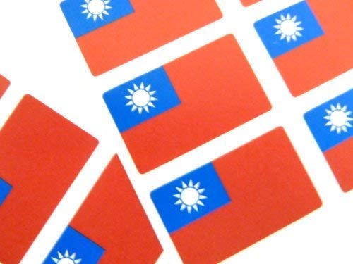 Mini Aufkleber Set, 33x20mm Rechteckiges, Selbstklebende Taiwan Etiketten, Taiwanesische Flagge Sticker von Minilabel