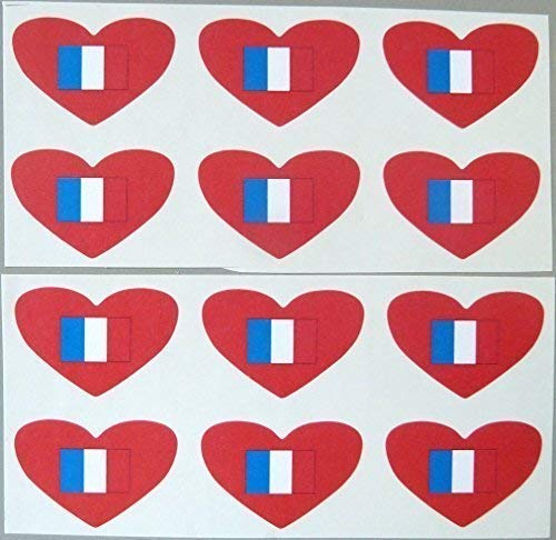 Mini Aufkleber Set, 35x28mm Herz, Selbstklebende Frankreich Etiketten, Flagge Sticker Mini Aufkleber Set, 35x28mm Herz, Selbstklebende Frankreich Etiketten, Flagge Sticker von Minilabel