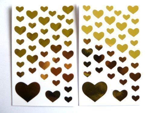 Minilabel Glänzend Gold Herz Aufkleber - Kinder / Kinder Etiketten für Party Taschen, Scrap Bücher, Karte oder Notizbuch Dekoration von Minilabel