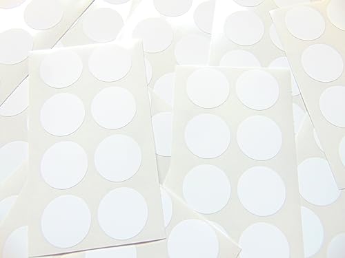 Pack 120, 22mm Rund, Kunststoff Weiß Kreis Etikett, Permanent Selbstklebend, Klebend Langlebig Poly Wasserfest Punkte Aufkleber von Minilabel