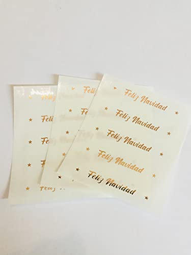 Pack 24 Feliz Navidad Spanische Weihnachten Aufkleber, Hell Glänzend Gold, Glänzend Silber Oder Rose Gold Auf Klar Durchsichtig Pack 24 Feliz Navidad Spanische Weihnachten Aufkleber, Hell Glänzend Gold, Glänzend Silber Oder Rose Gold Auf Klar Durchsichtig von Minilabel