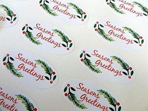 Pack Of 48 Seasons Greetings Oval Sticker, Bunt Umschlag Dichtung Etiketten für Karten, Fest Handwerk und Deko von Minilabel