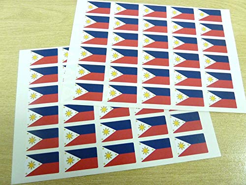 Packung mit 60 Stk, 33x20mm, Philippinen Fahne Sticker Philippinen Selbstklebend Flagge Etiketten von Minilabel