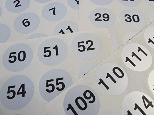 silber 40mm rund aufeinanderfolgende, sequenziell Nummer Sequenz Etiketten, Zahlen Aufkleber, aus 1-120 von Minilabel
